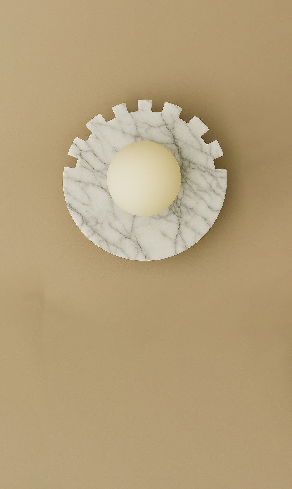 Checkered Disc Wall Sconce - White Marble
