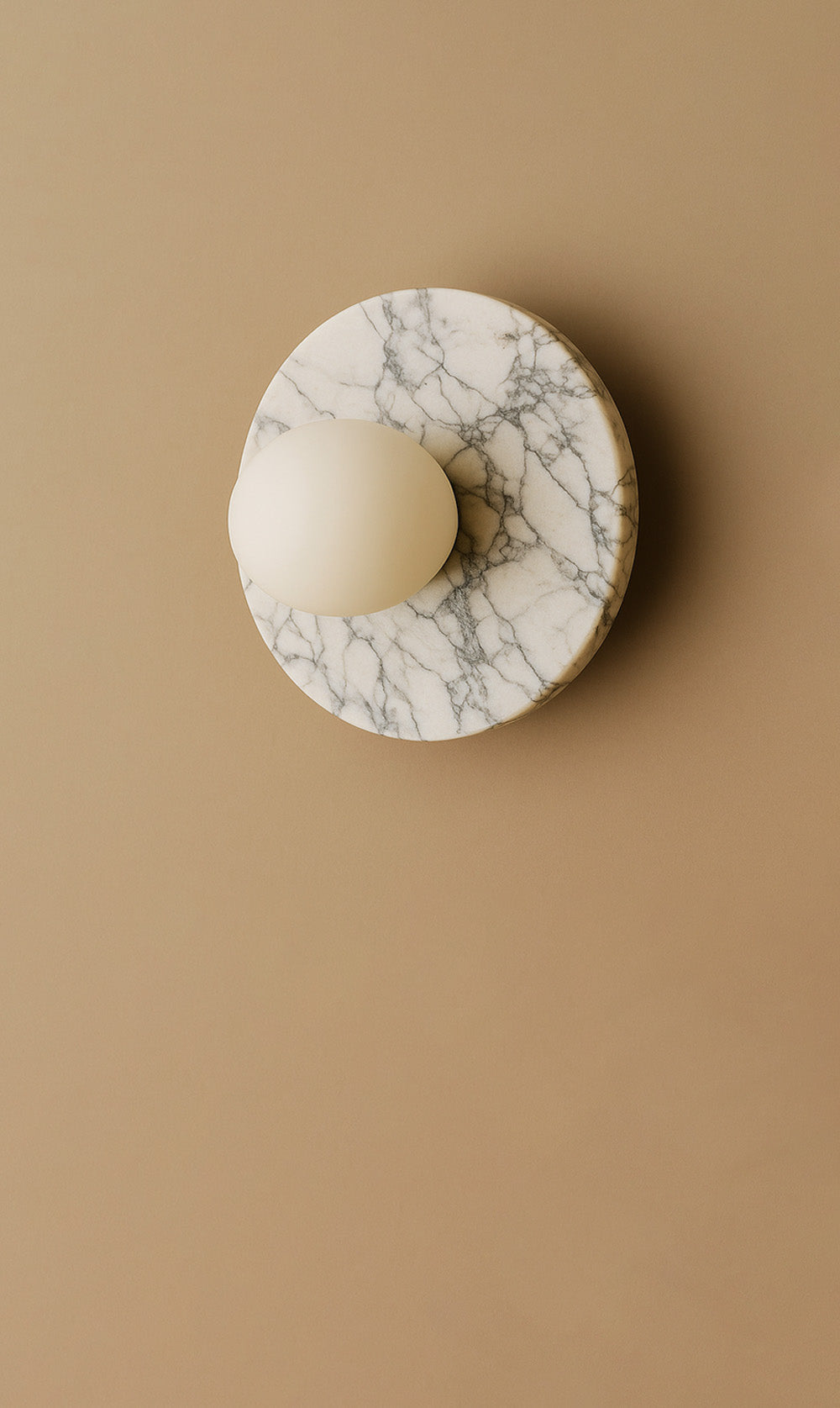 Maria Disc Wall Sconce  - White Marble