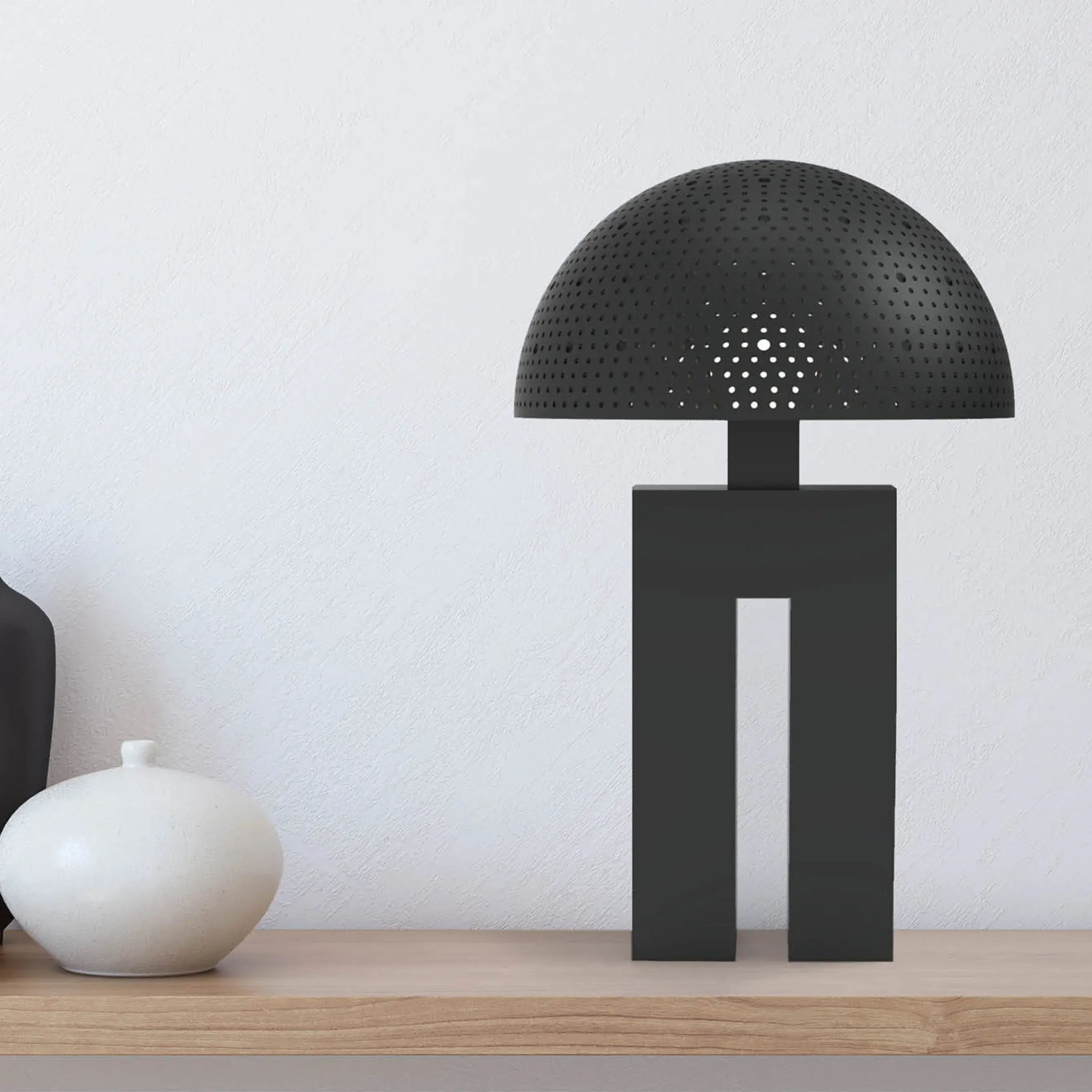 Dounia home Mushroom Table lamp in Matte gun metal  made of Metal, Model: Amur