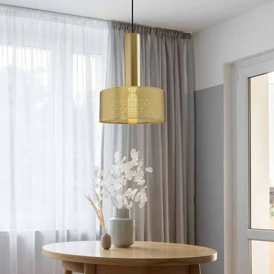 Dounia home Pendant light in polished brass  made of Gunmetal, used as a dining room lighting, Model: Alula