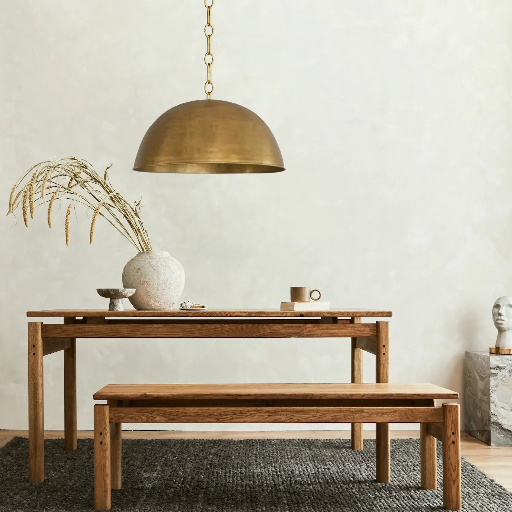 Dounia home Pendant light in Antique brass made of Metal, used as a dining room lighting, Model: Quba lagre Dome