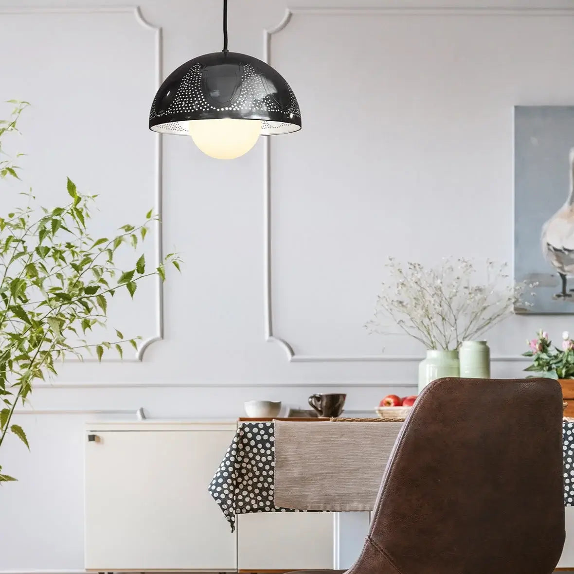 Dounia home Pendant light in black  made of Metal,  used as a dining room lighting, Model: Taj  bell