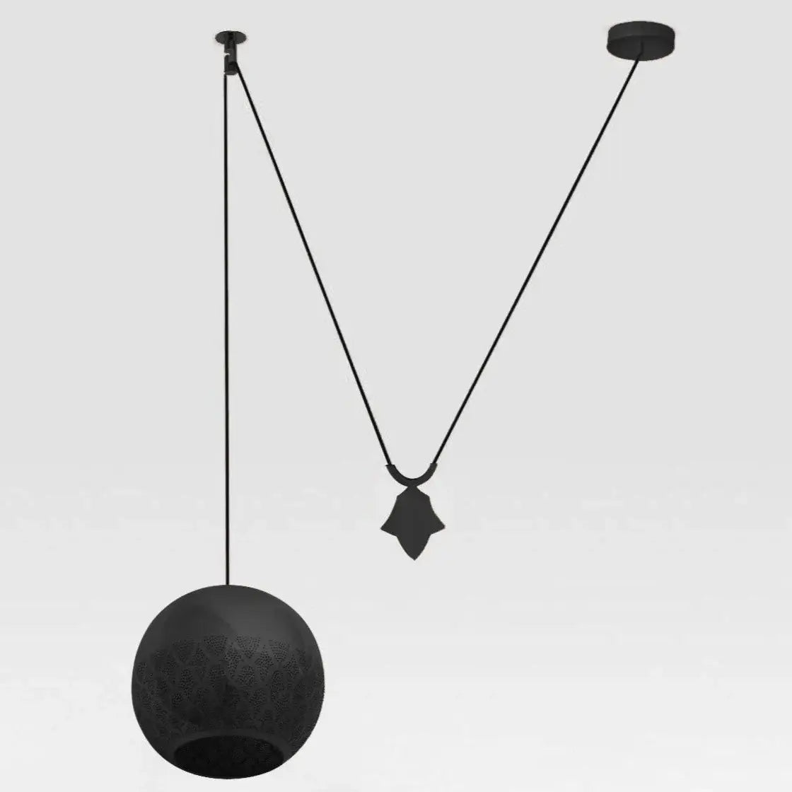 Dounia home Pendant light in black   made of Metal, Model: Nur reversed counterbalance