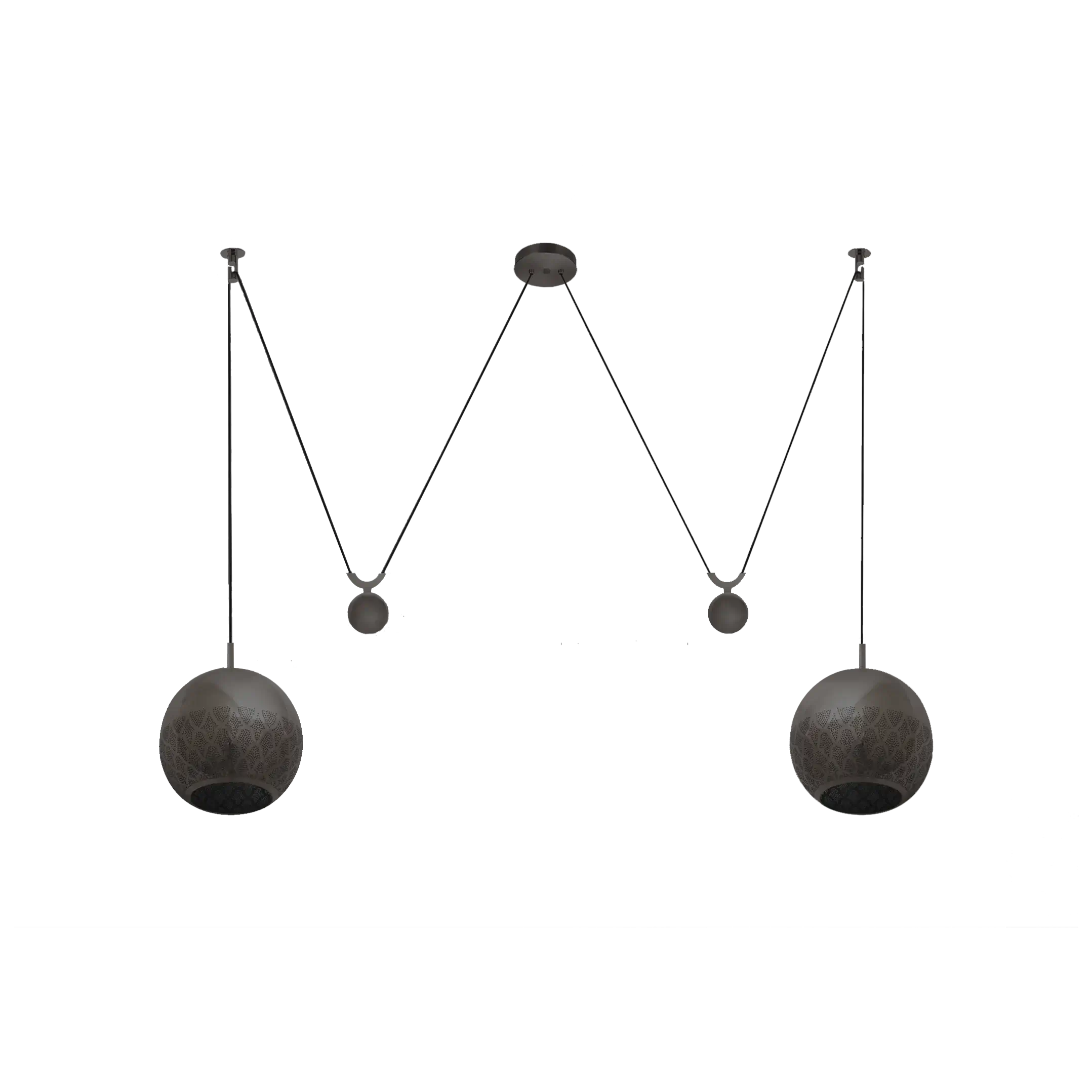 Dounia home Pendant light in black   made of Metal, Model: Nur reversed DOUBLE CONTERBALANCE