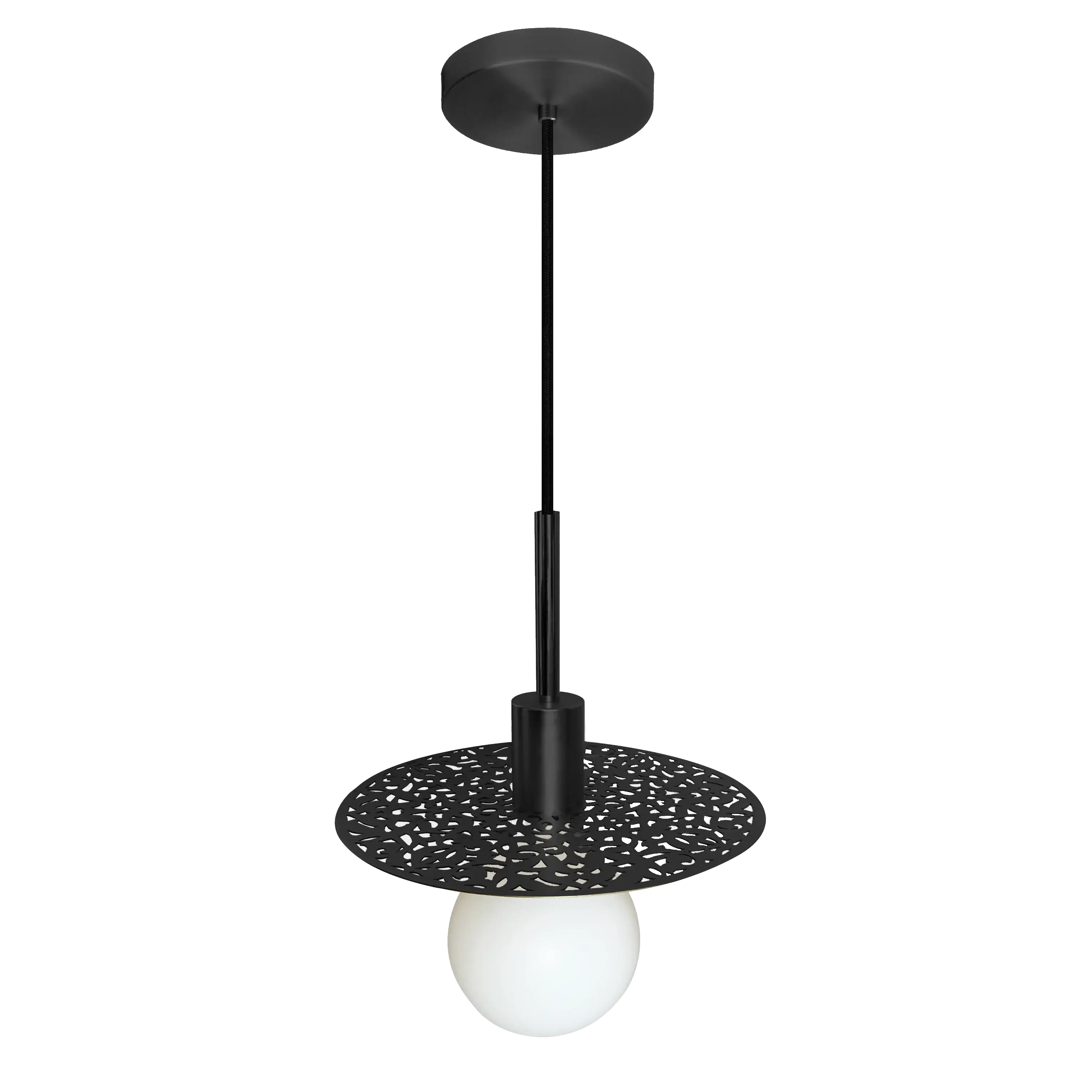 Dounia home Pendant light in black  made of Metal, Model: Riad disc LED Suspension