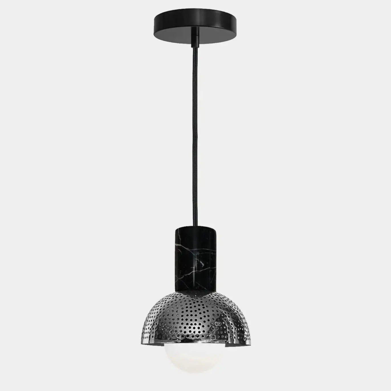 Dounia home Pendant light in nickel silver  made of Metal, Model: maria marble dome