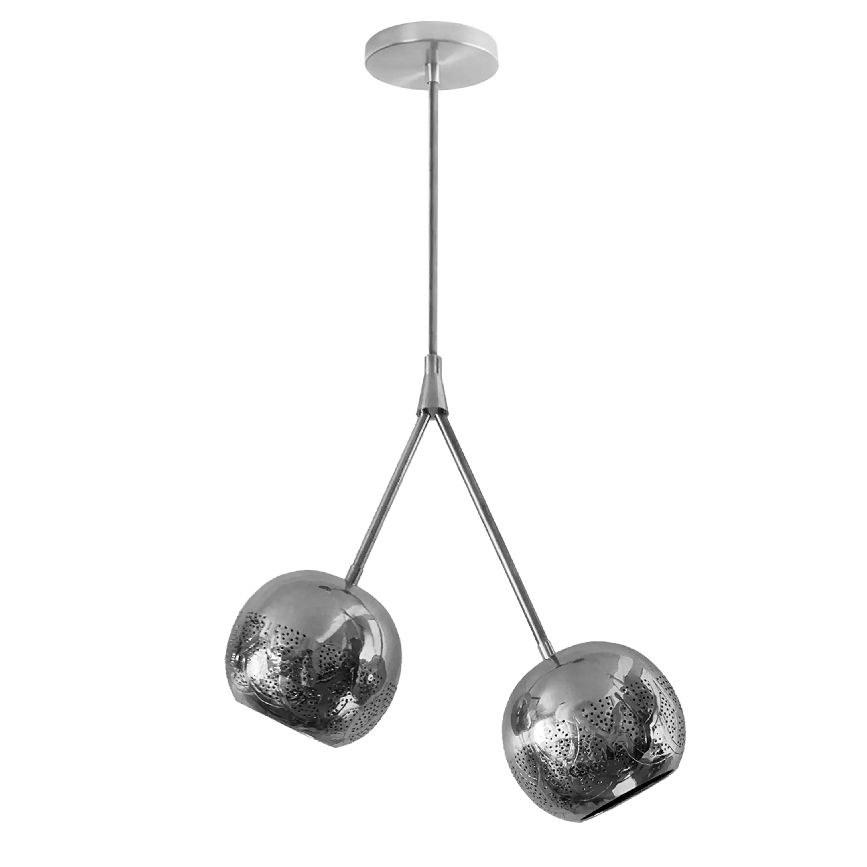 Dounia home Pendant light in nickel silver  made of Metal, Model: Nur mod twin