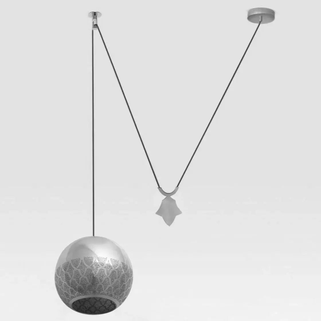 Dounia home Pendant light in nickel silver   made of Metal, Model: Nur reversed counterbalance