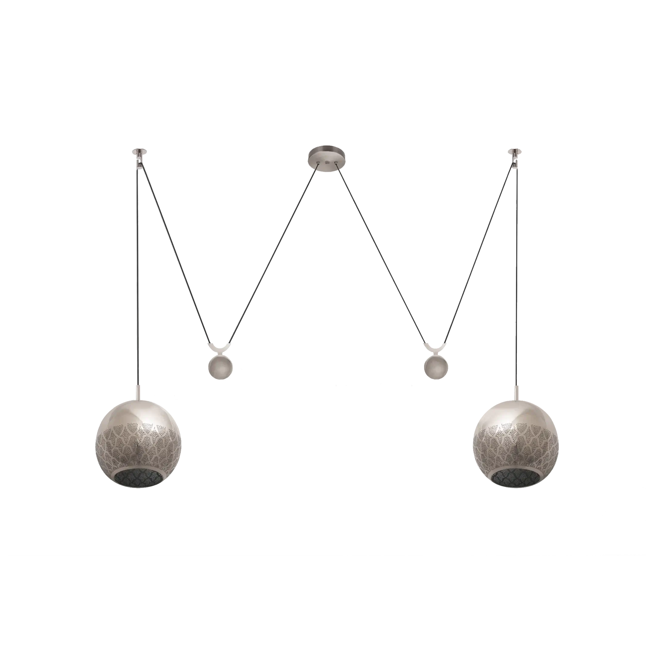 Dounia home Pendant light in nickel silver   made of Metal, Model: Nur reversed DOUBLE CONTERBALANCE