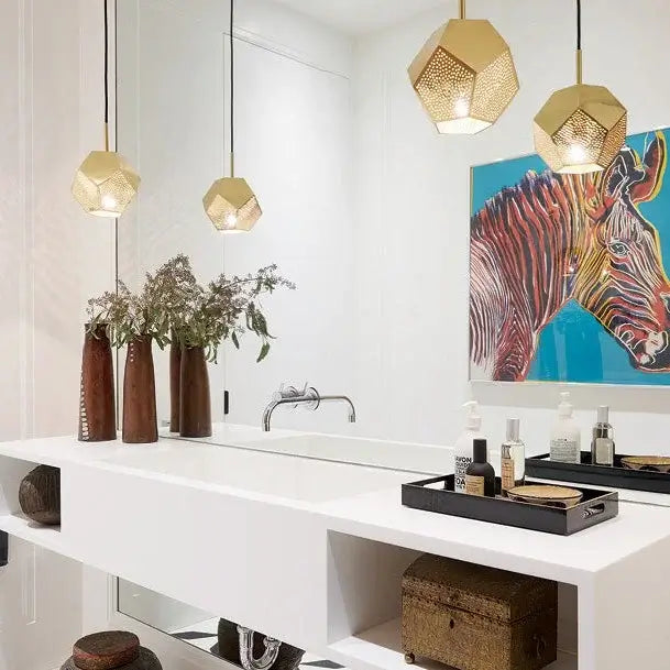 Dounia home Pendant light in Polished brass made of METAL,  used as a bathroom lighting, Model: Ula