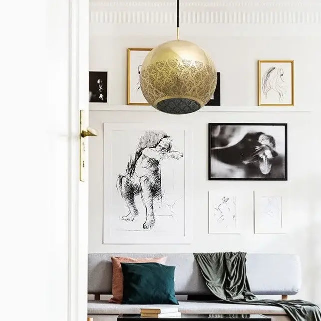 Dounia Home Pendant light | Polished Brass | Shade Size 16"  