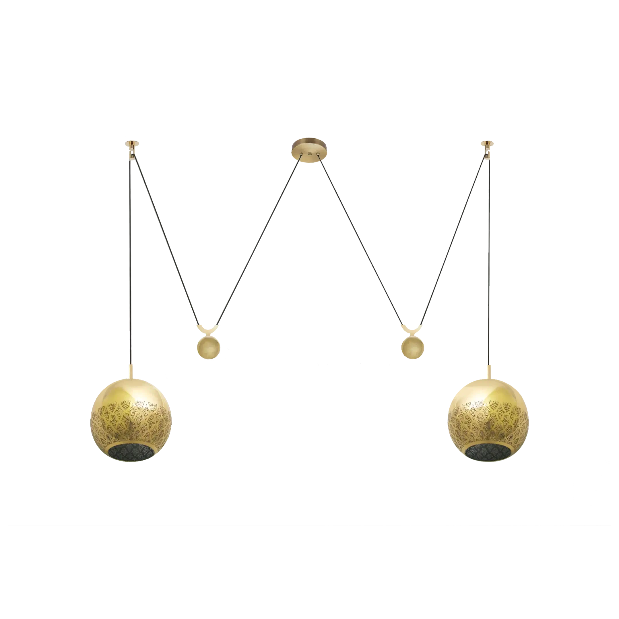 Dounia home Pendant light in Polished brass  made of Metal, Model: Nur reversed DOUBLE CONTERBALANCE