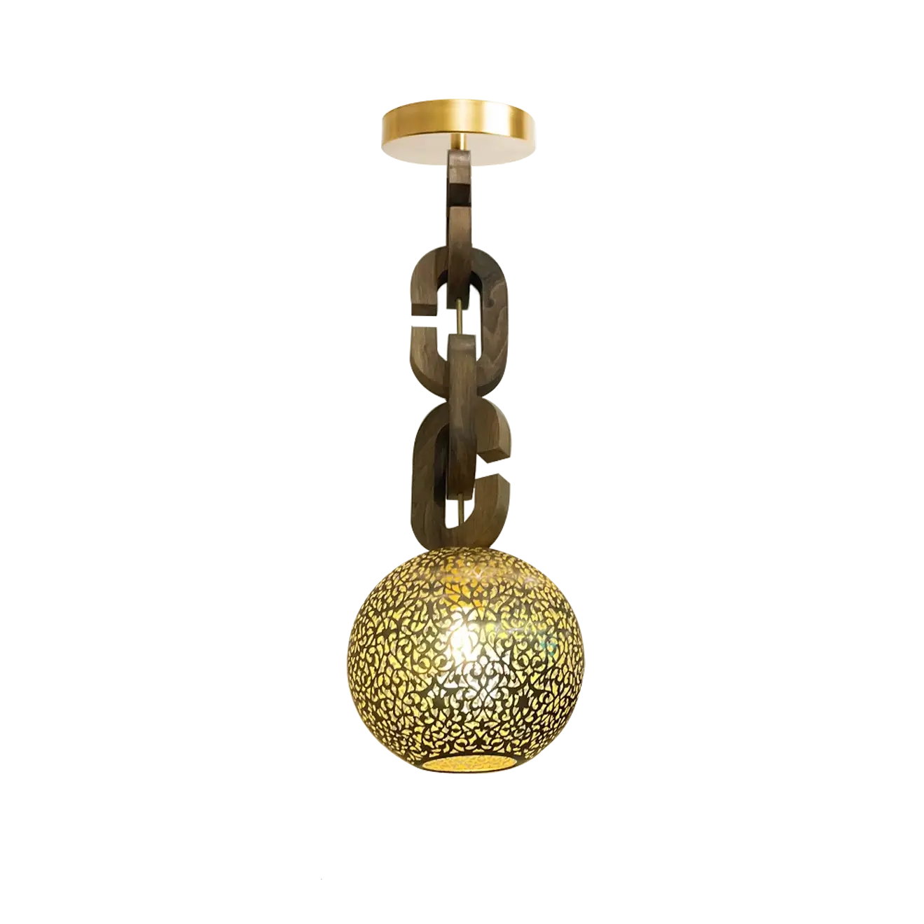 Dounia home Pendant light in polished brass  made of Metal, Model: Riad chain