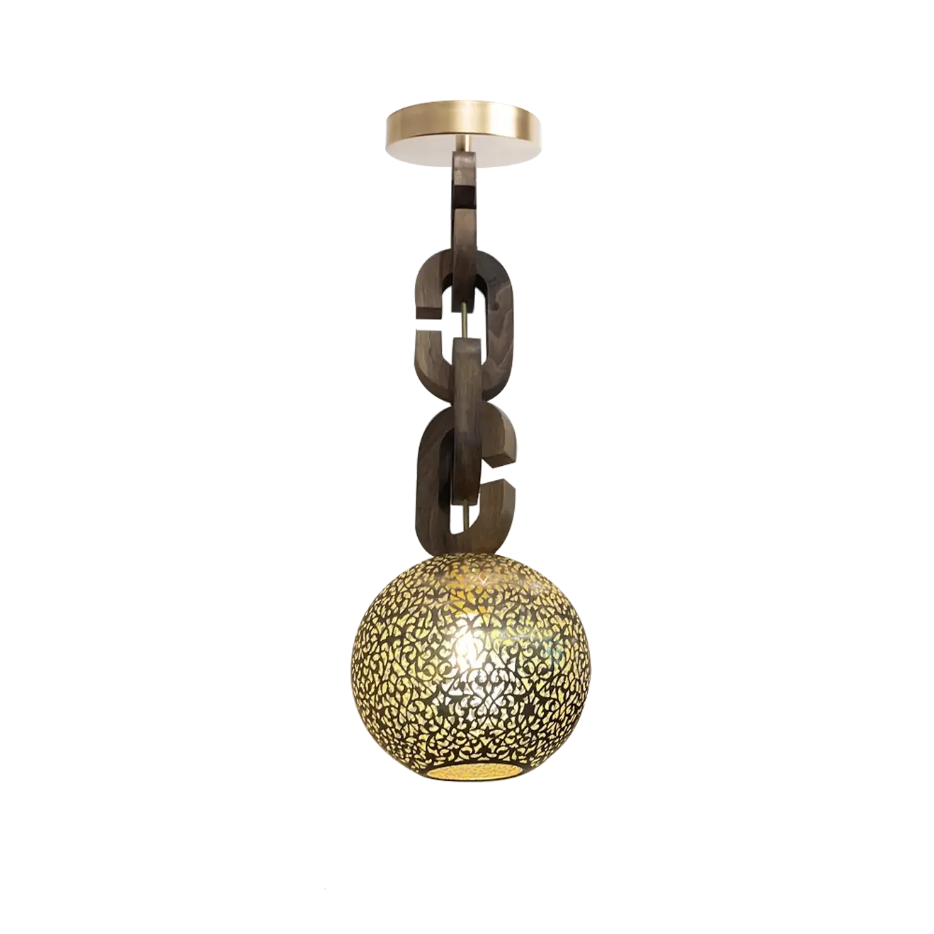 Dounia home Pendant light in polished  brass made of Metal, Model: Riad chain