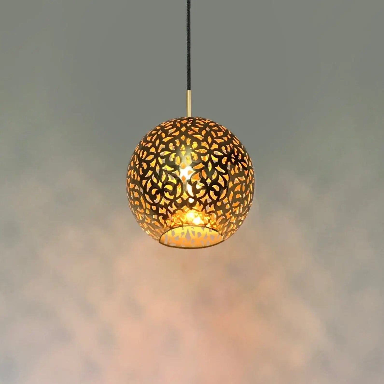 Dounia home Pendant light in Polished brass   made of Metal, Model: Riad  single