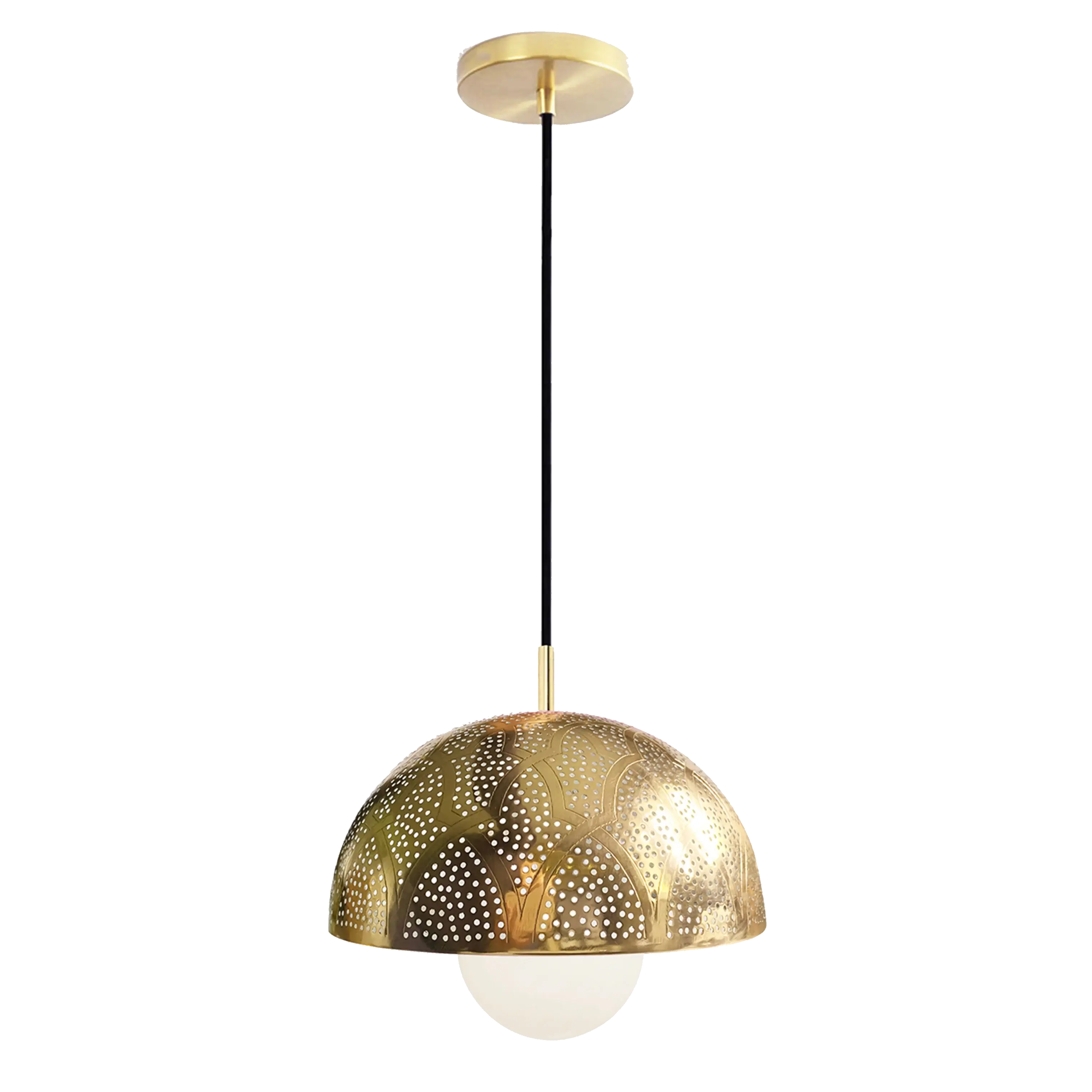 Dounia home Pendant light in Polished brass  made of Metal, Model: Zana Dome