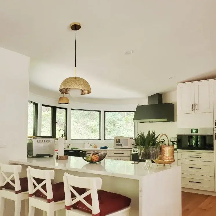 Zana Pendant Light | Polished Brass  | Shade Size: 14" | 5" Porcelain Bulb