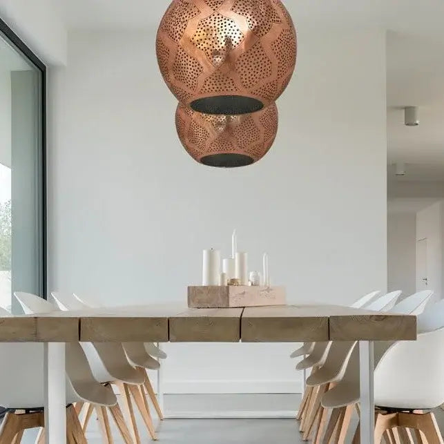 Dounia home Pendant light in Polished copper  made of Metal, used as dining room lighting,  Model: Warda