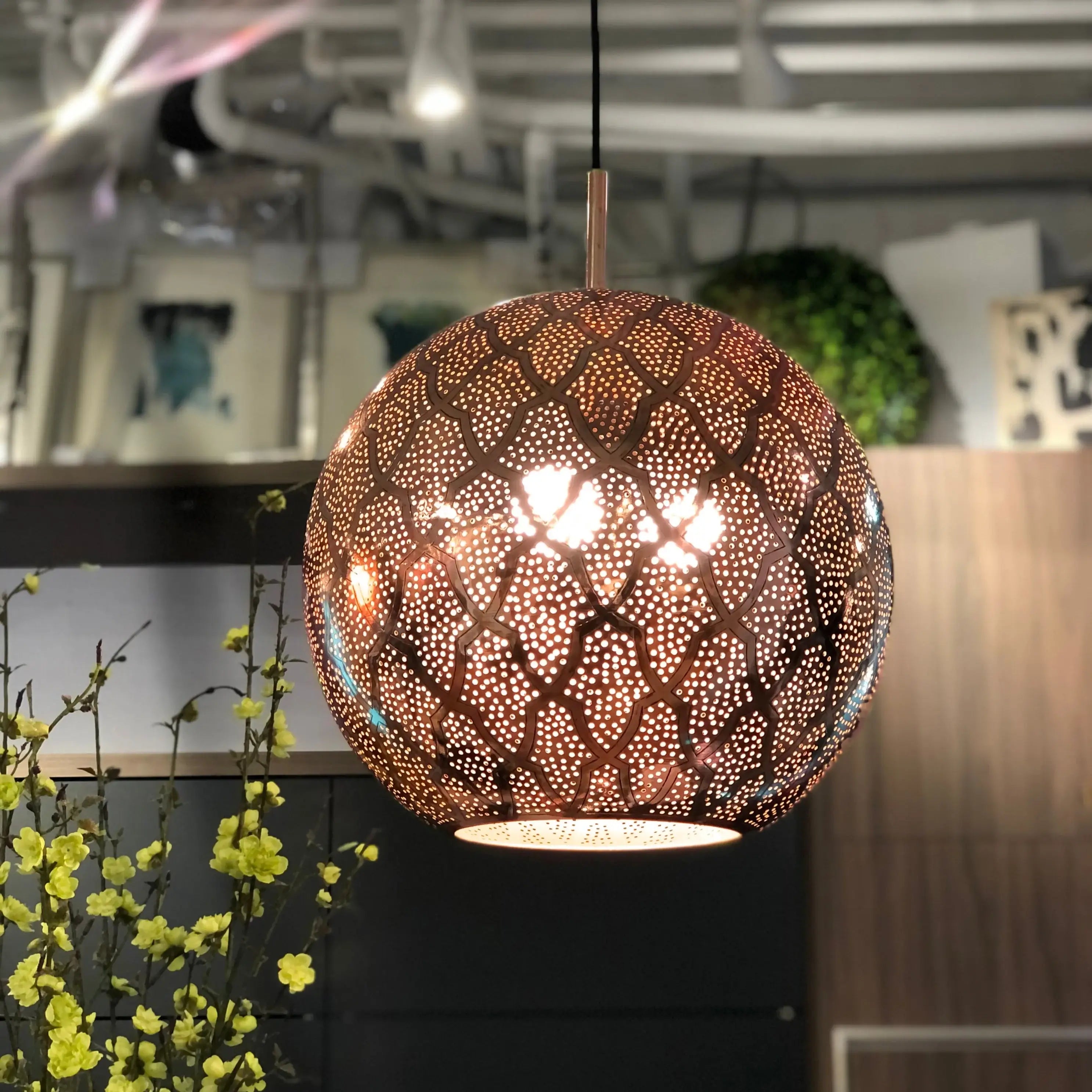 Dounia home Pendant light in polished copper  made of Metal, Model: ARI