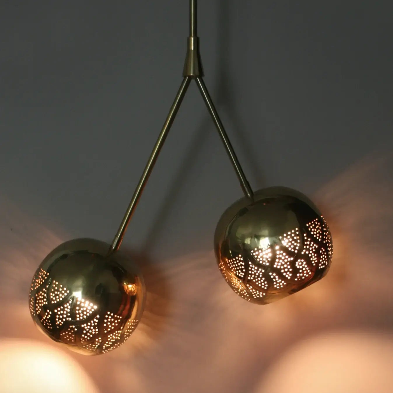 Dounia home Pendant light in Polished copper  made of Metal, Model: Nur mod twin