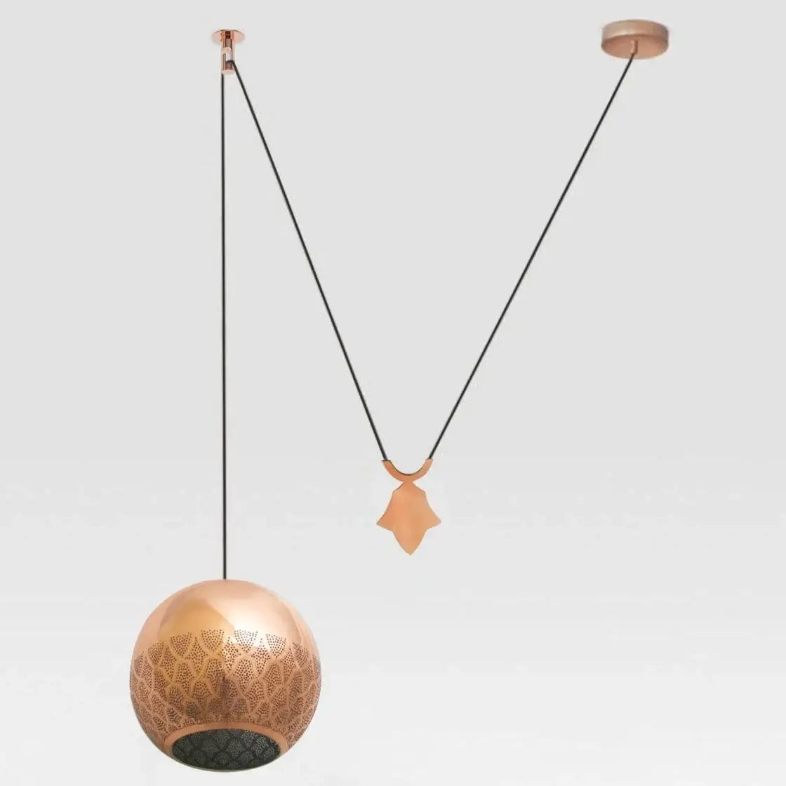 Dounia home Pendant light in Polished copper  made of Metal, Model: Nur reversed counterbalance