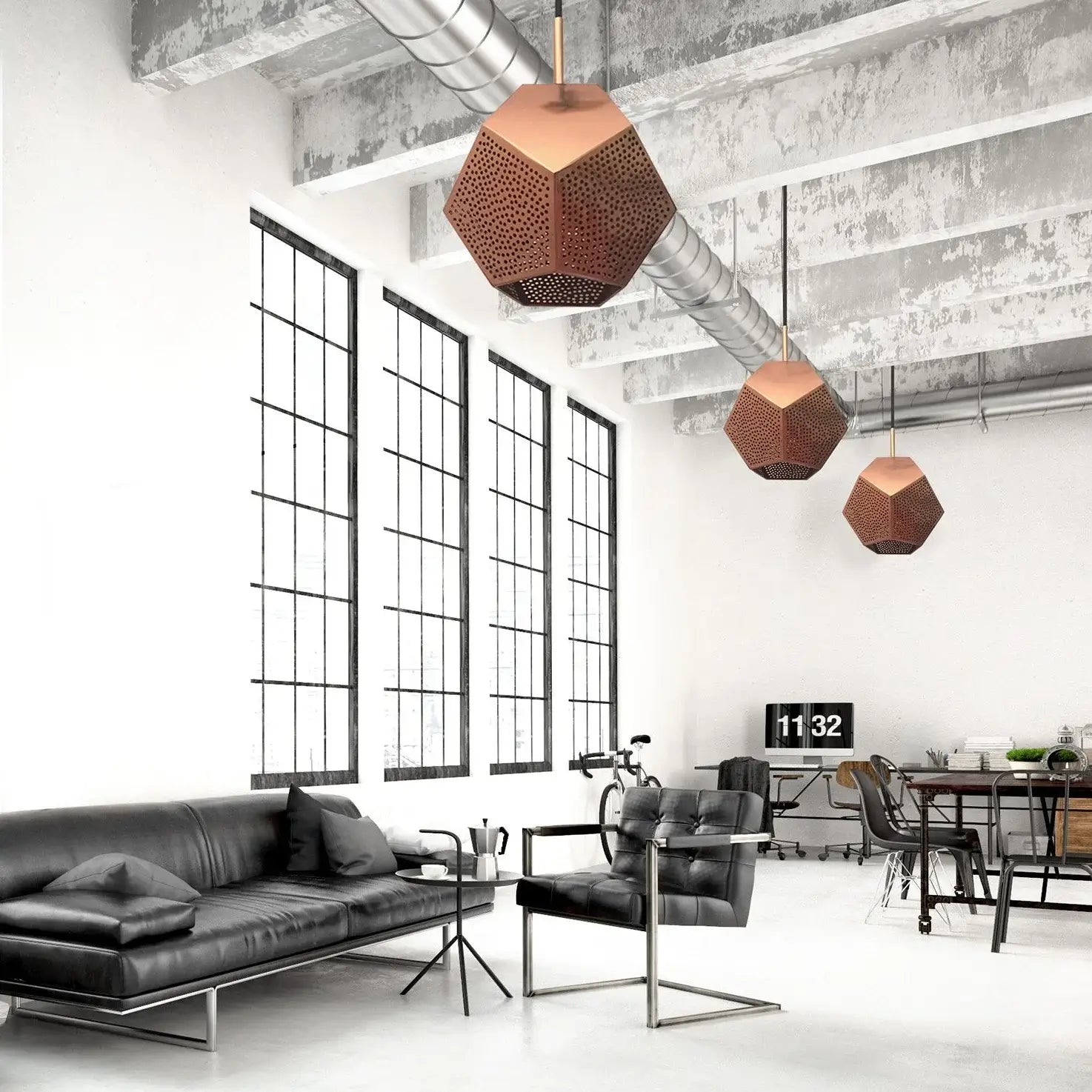 Dounia home Pendant light in Polished copper made of METAL, used as a living room lighting, Model: Ula