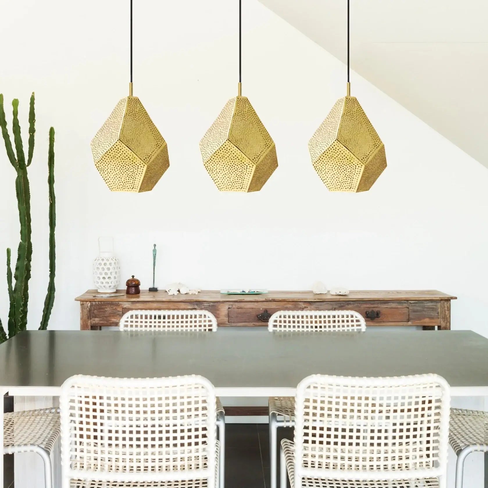 Dounia home Pendant light in polished brass  made of metal, Model: Almas