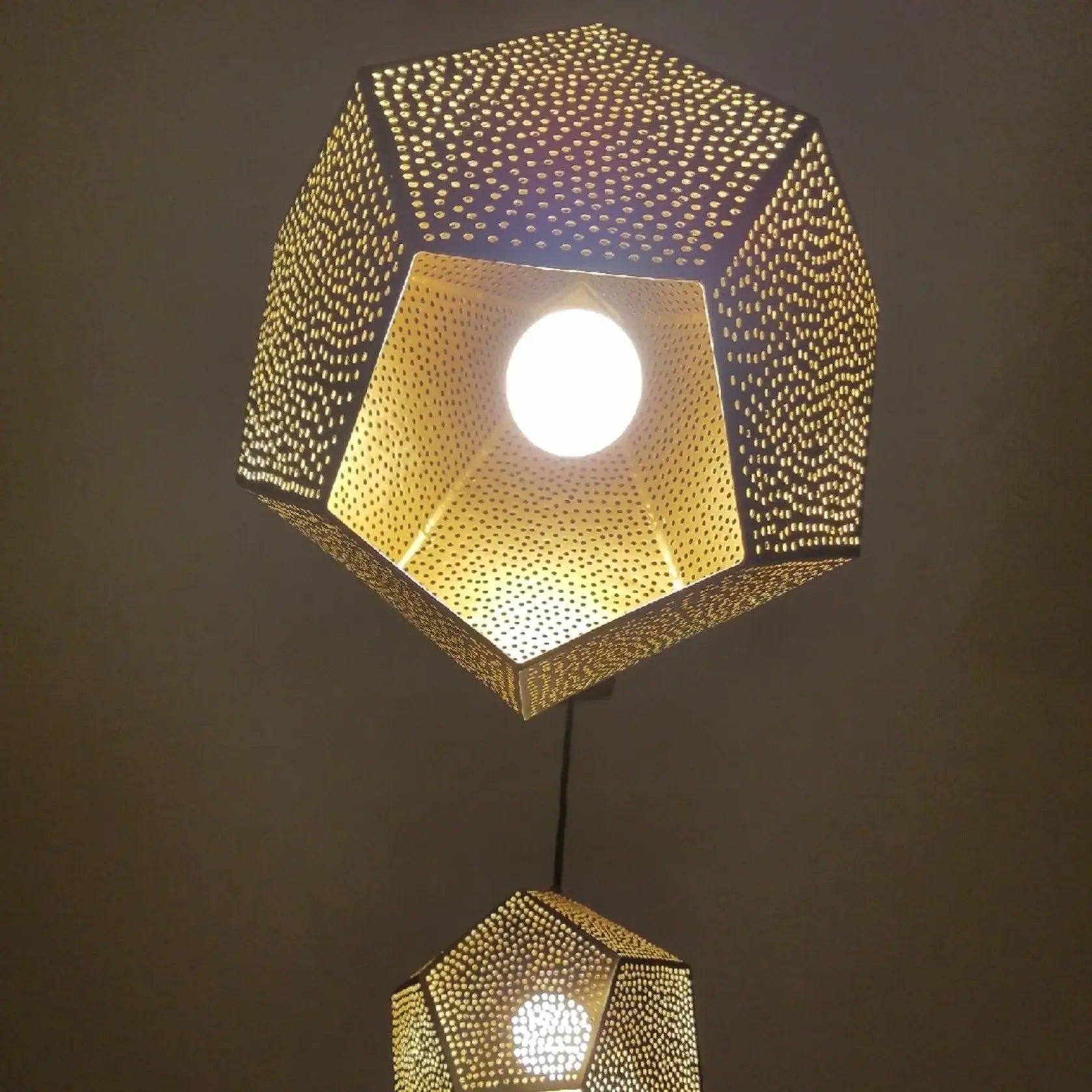 Dounia home Pendant light in polished brass  made of metal, Model: Almas, Bottom Shot view
