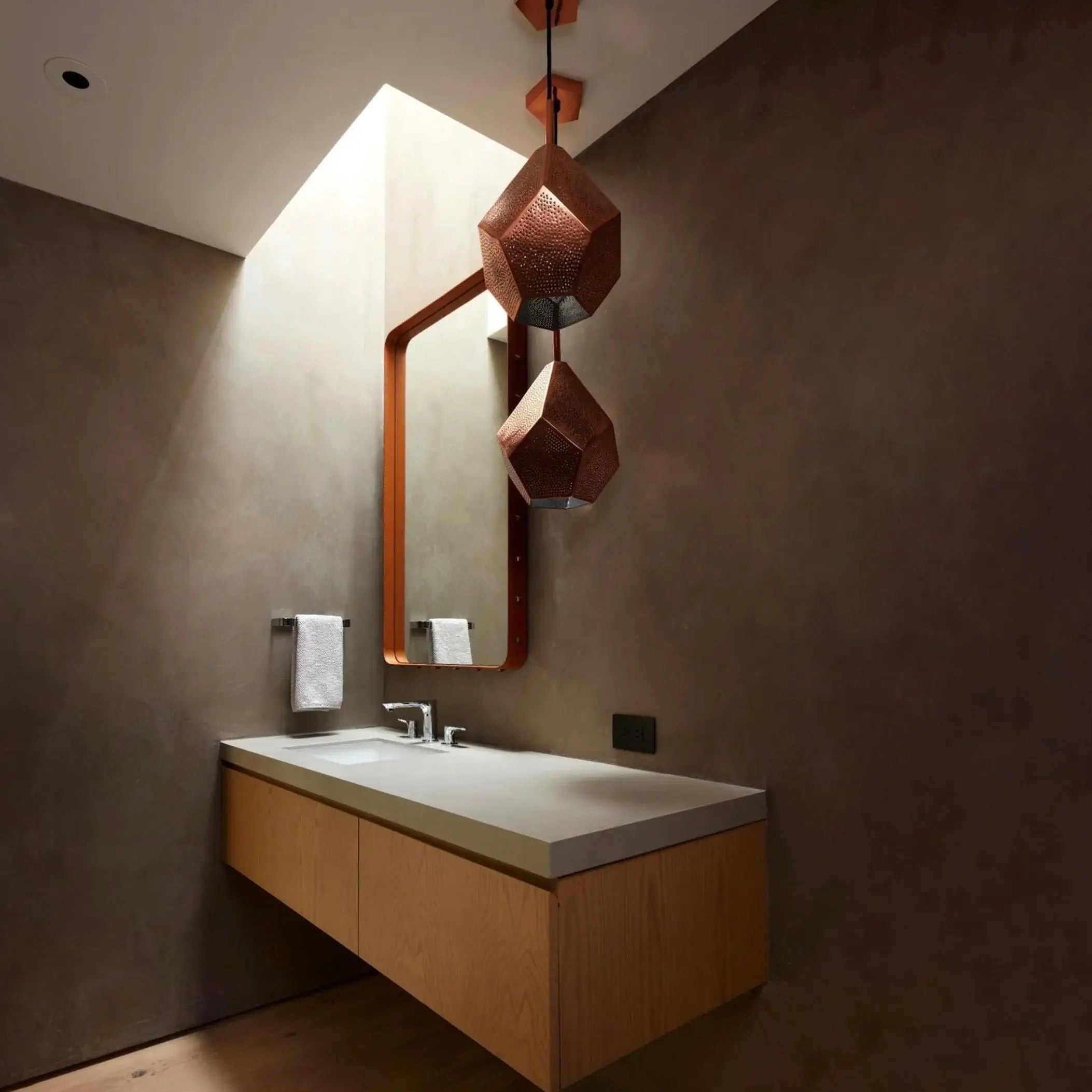 Dounia home Pendant light in Polished Copper made of metal, used as a bathroom lighting, Model: Almas