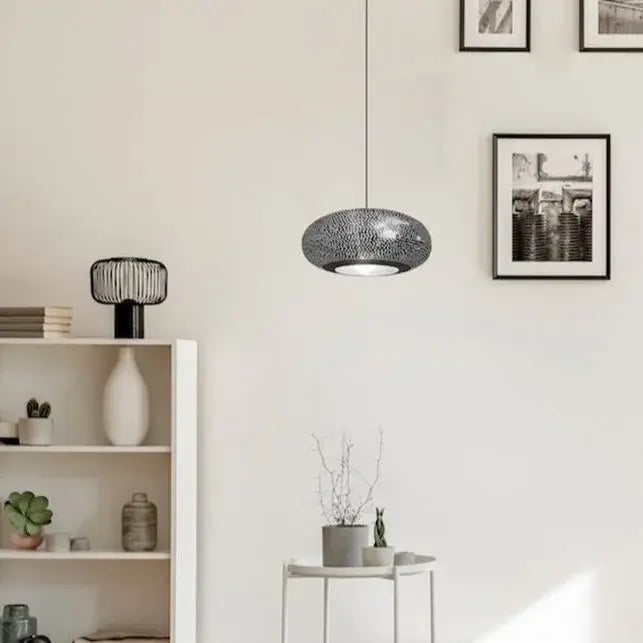 Dounia home Pendant light in  nickel silver  made of semi precious meta, Model: lila