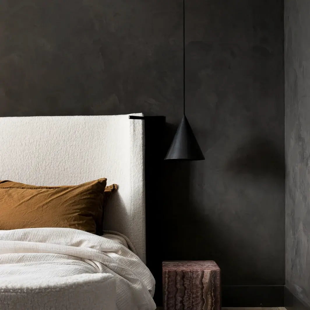 Dounia home Pendant light in Black made of Solid brass, used as a bedroom lighting  