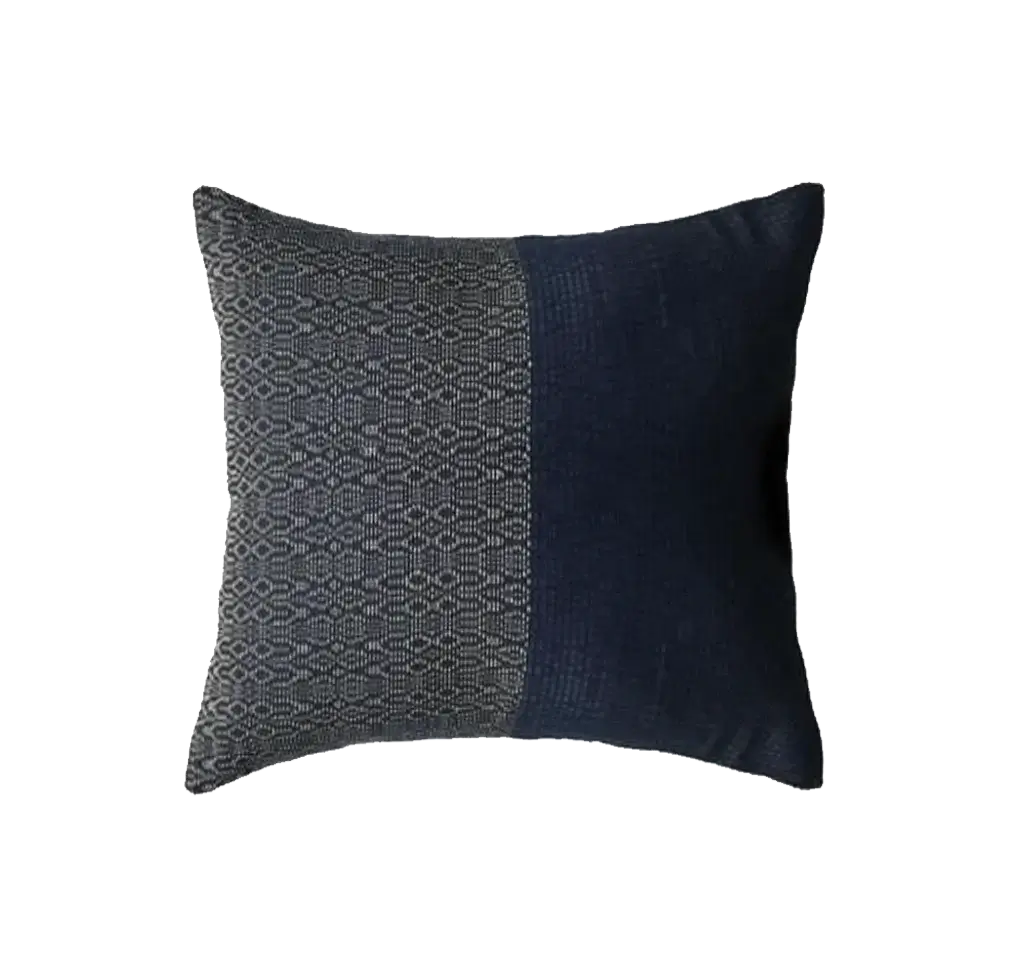 Dounia home Pillow in  made of Cotton and vegan leather, Model: Rima
