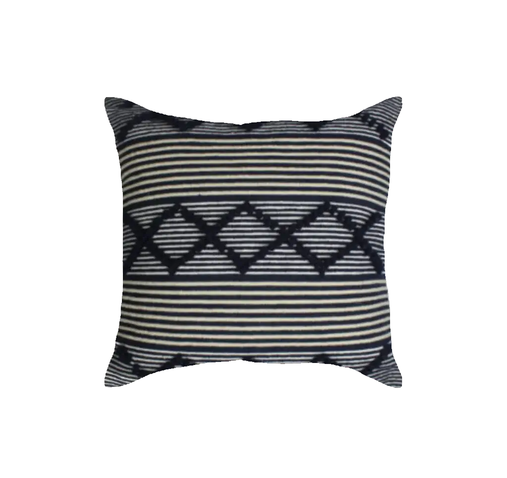 Dounia home Pillow in midnight -blue /slate/ivory made of Wool and cotton, Model: Nora