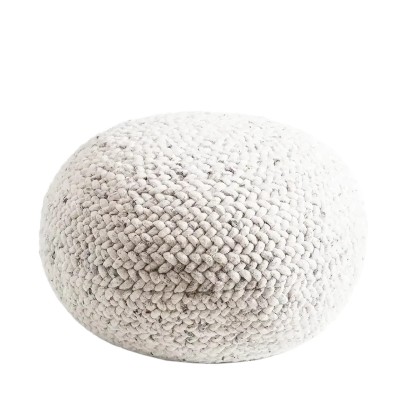 Dounia Home Pouf in ivory made of organic wool, Model : Dura