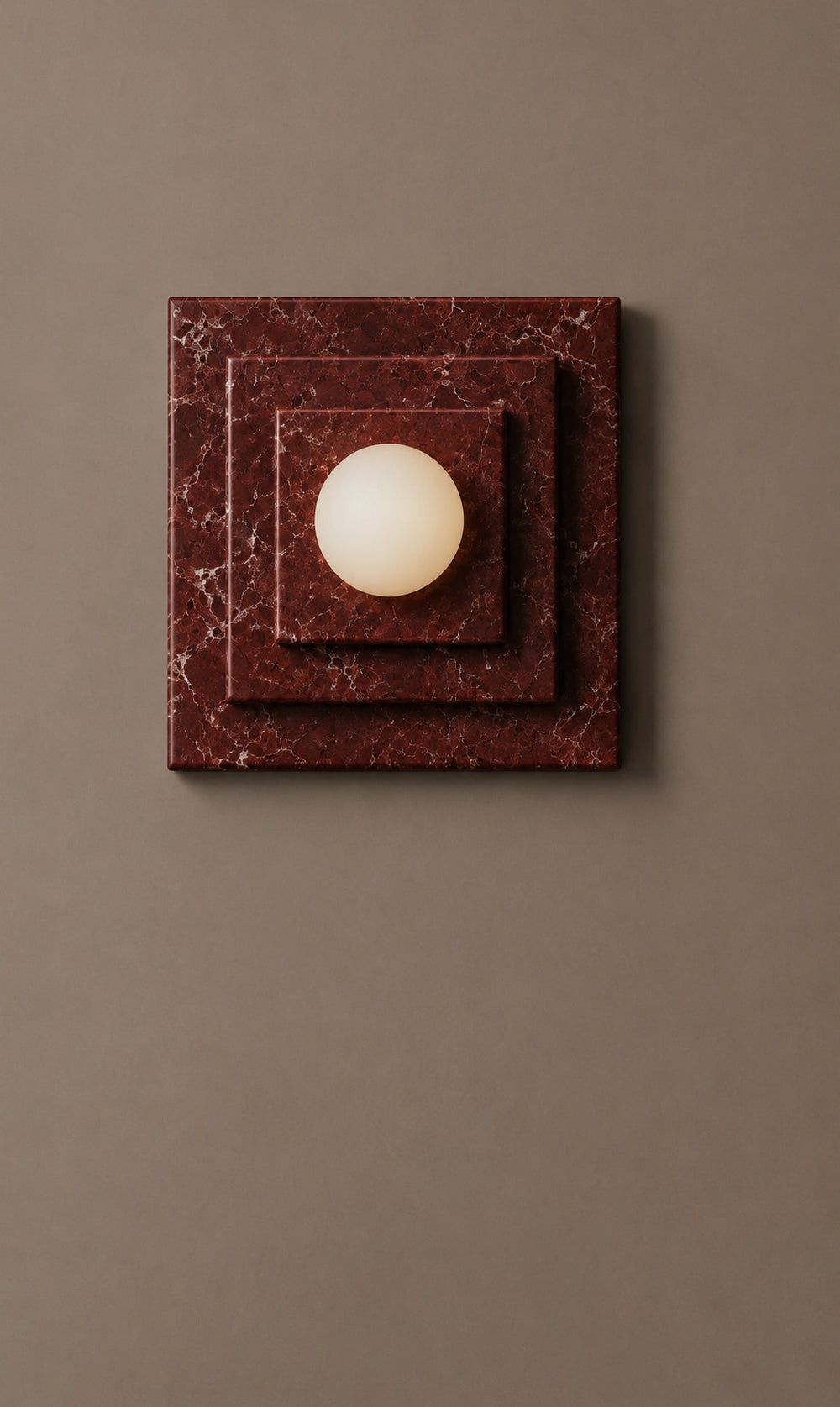 Ula Layered Marble Square Wall Sconce - Red