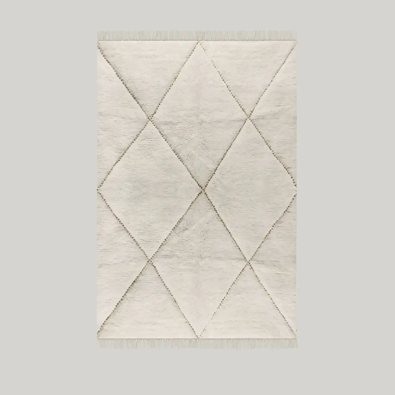 Dounia Home Rug in ivory and black made of organic wool ,Model :Beni