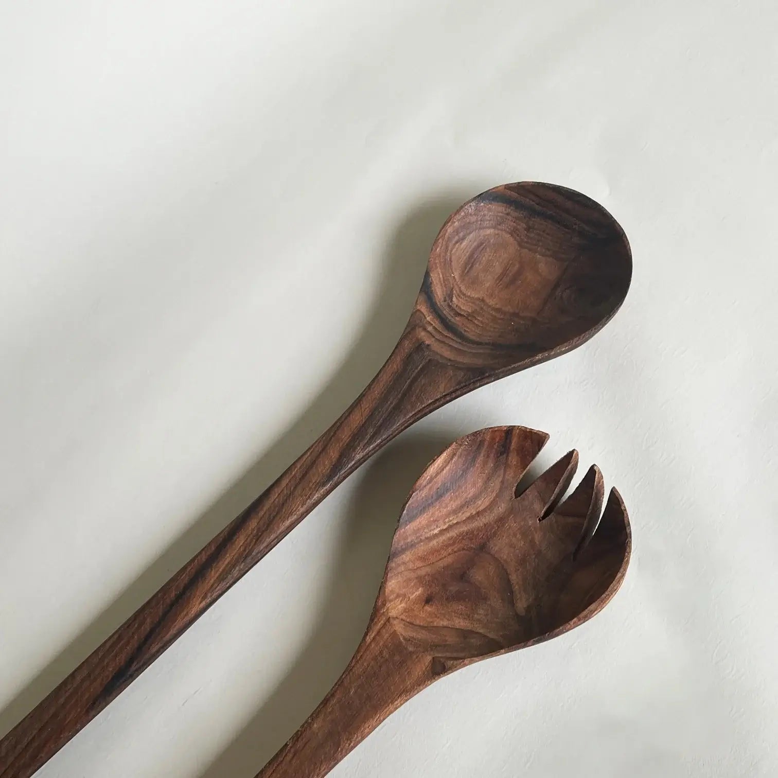 Dounia home Salade Serving spoons in  made of Walnut wood, Close Up View