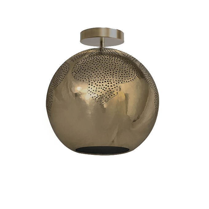 Dounia home Semi-flush light in antique brass made of Metal, Model: NAJMA