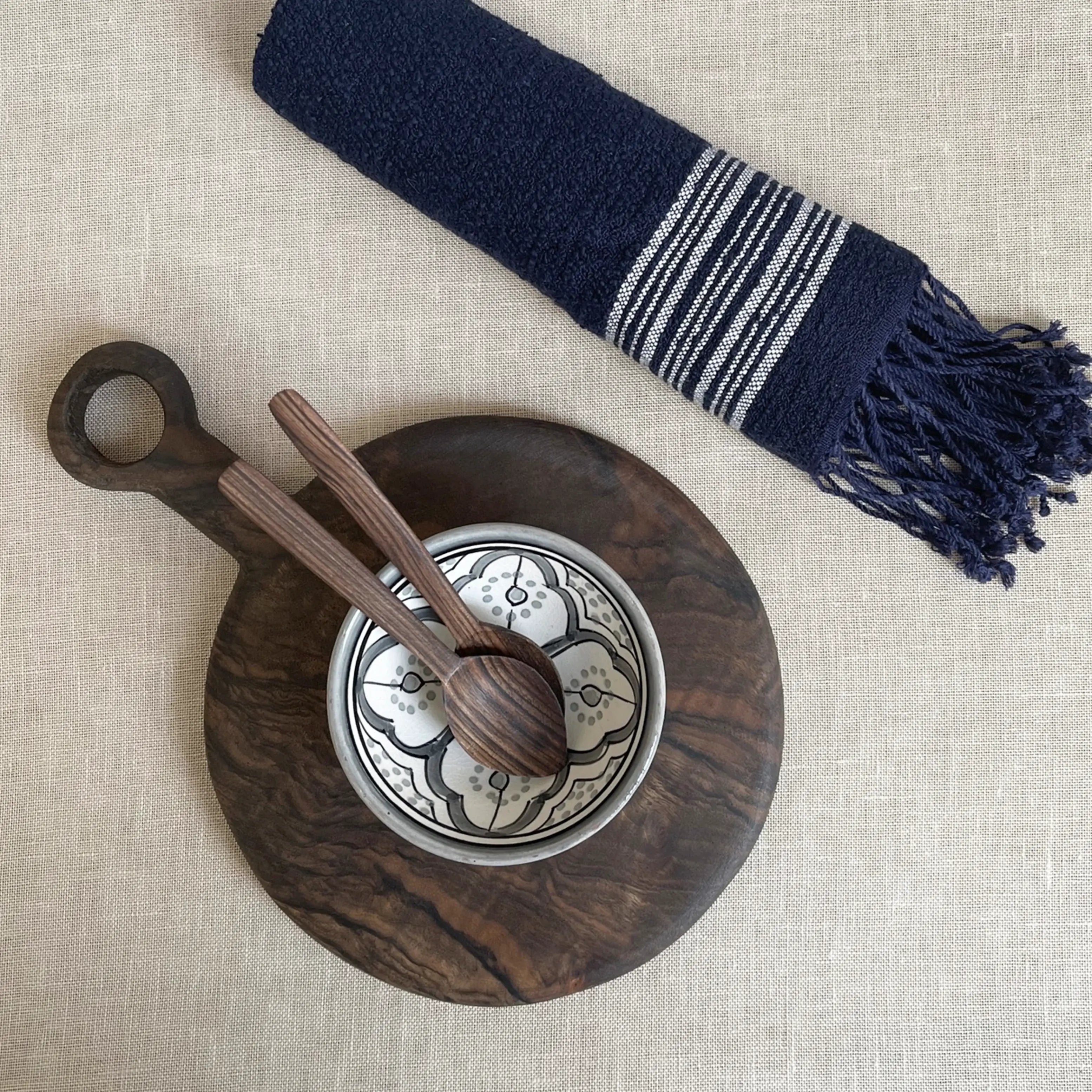 Dounia home Serving board in  made of Walnut wood, Top Shot View