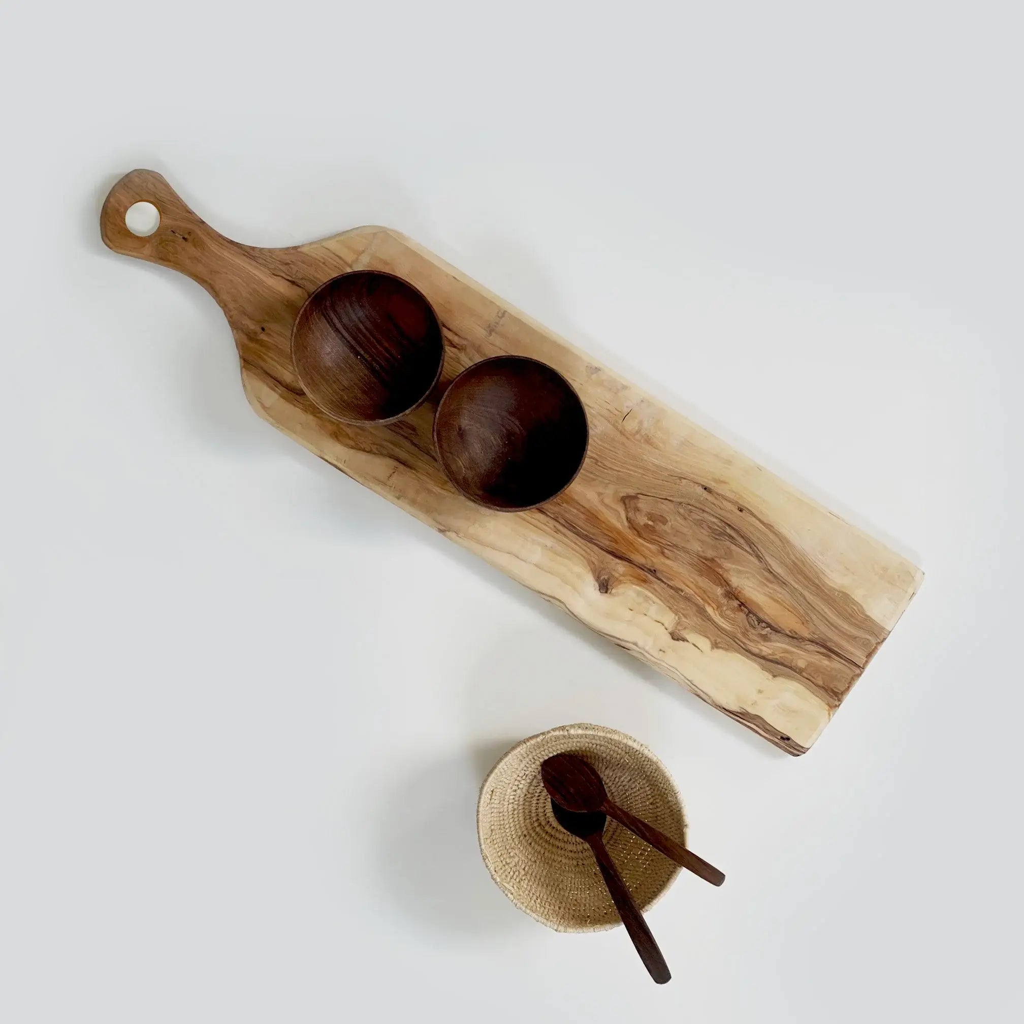 Dounia home Serving board in Terracotta made of Walnut, Top Shot View