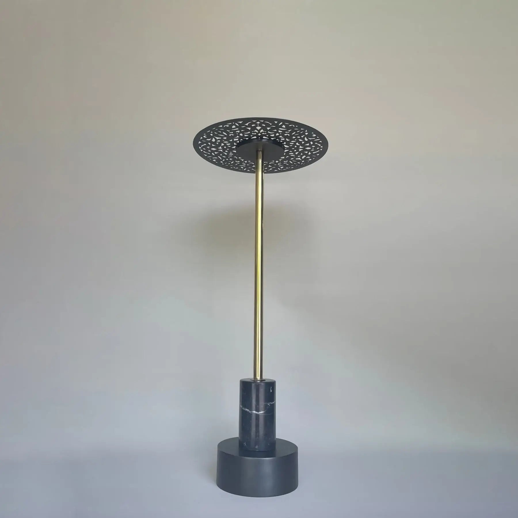 Dounia home Side table in  black  made of Brass and marble, Model: Riad