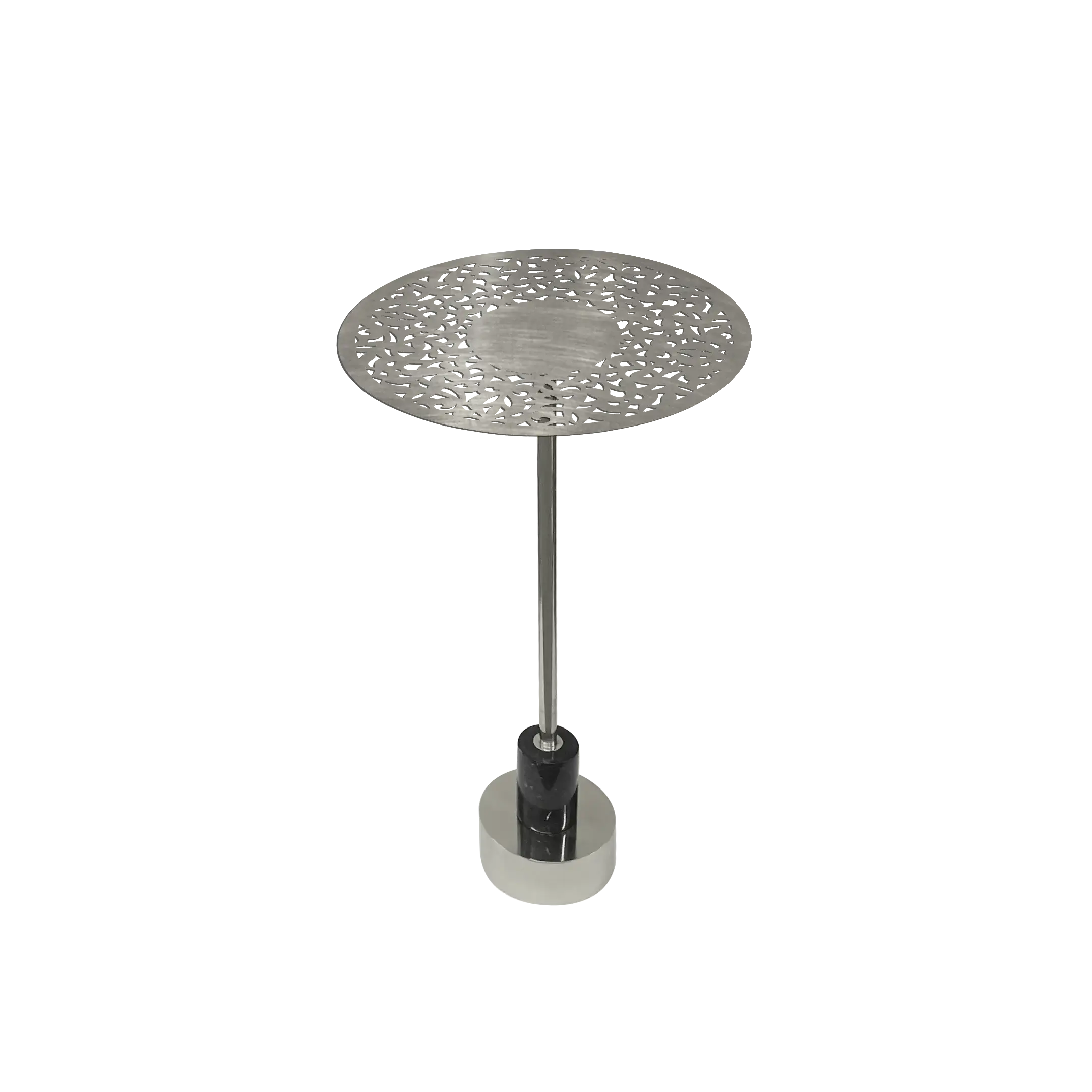 Dounia Home Side Table in Nickel Silver | Marble Base