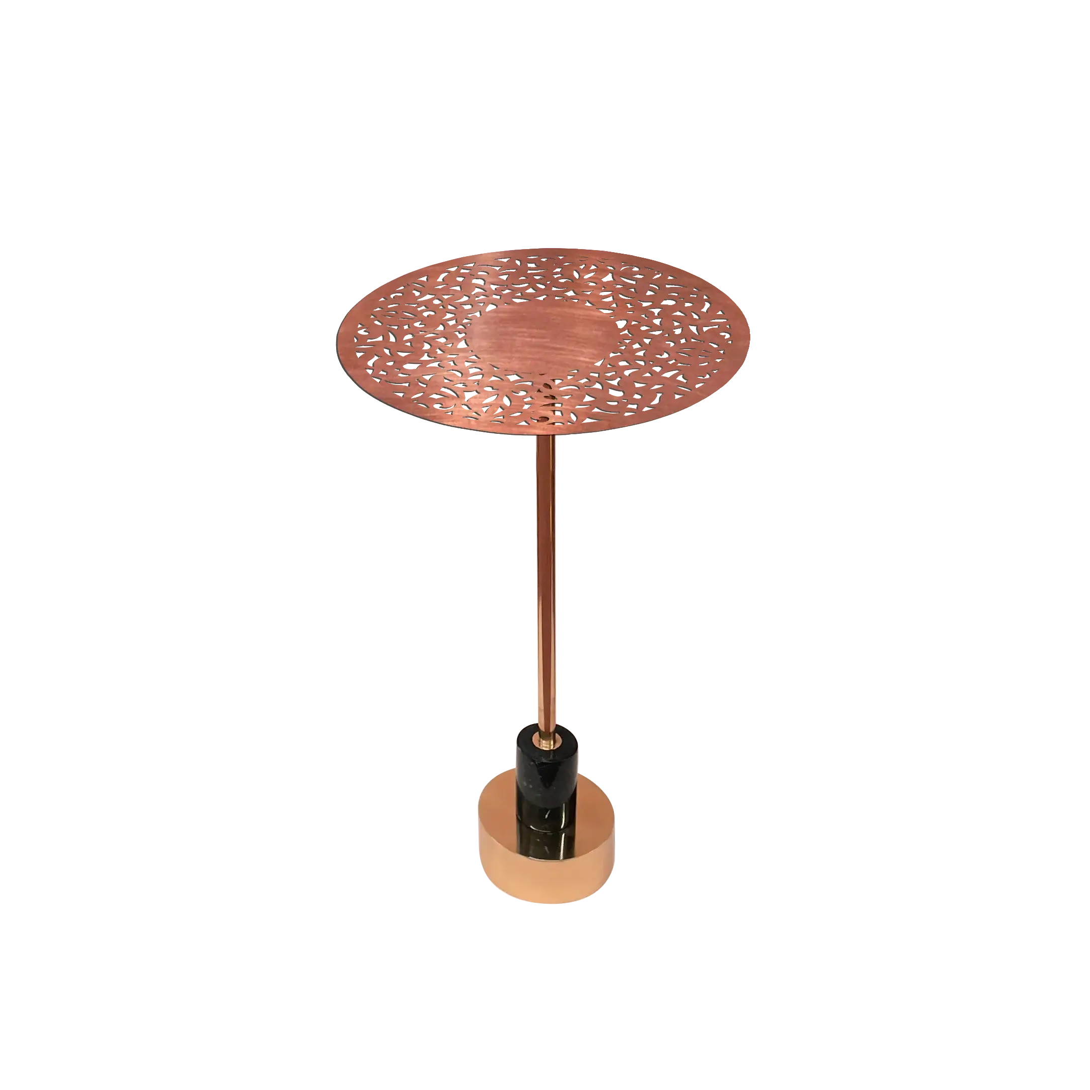 Dounia home Side table in Polished copper  made of Brass and marble, Model: Riad