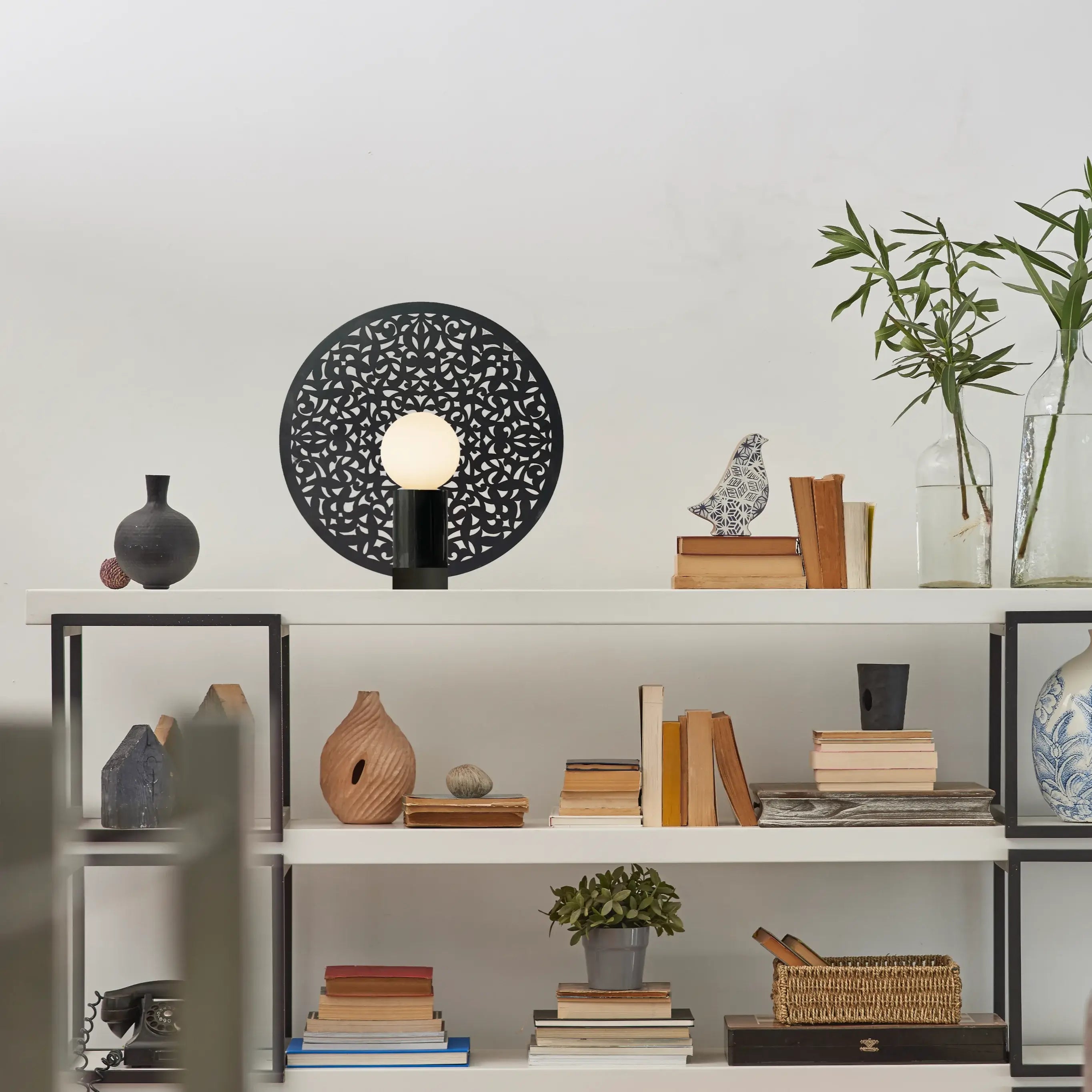 Dounia home Table lamp in black   made of Metal, Model: Riad disc