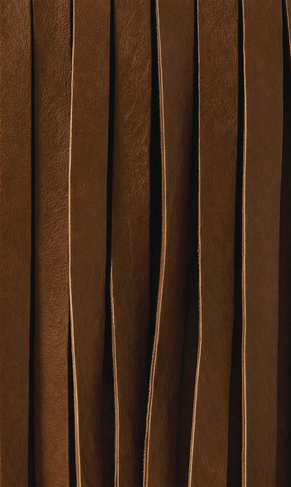 Kora Fringe Leather Ottoman - Brown