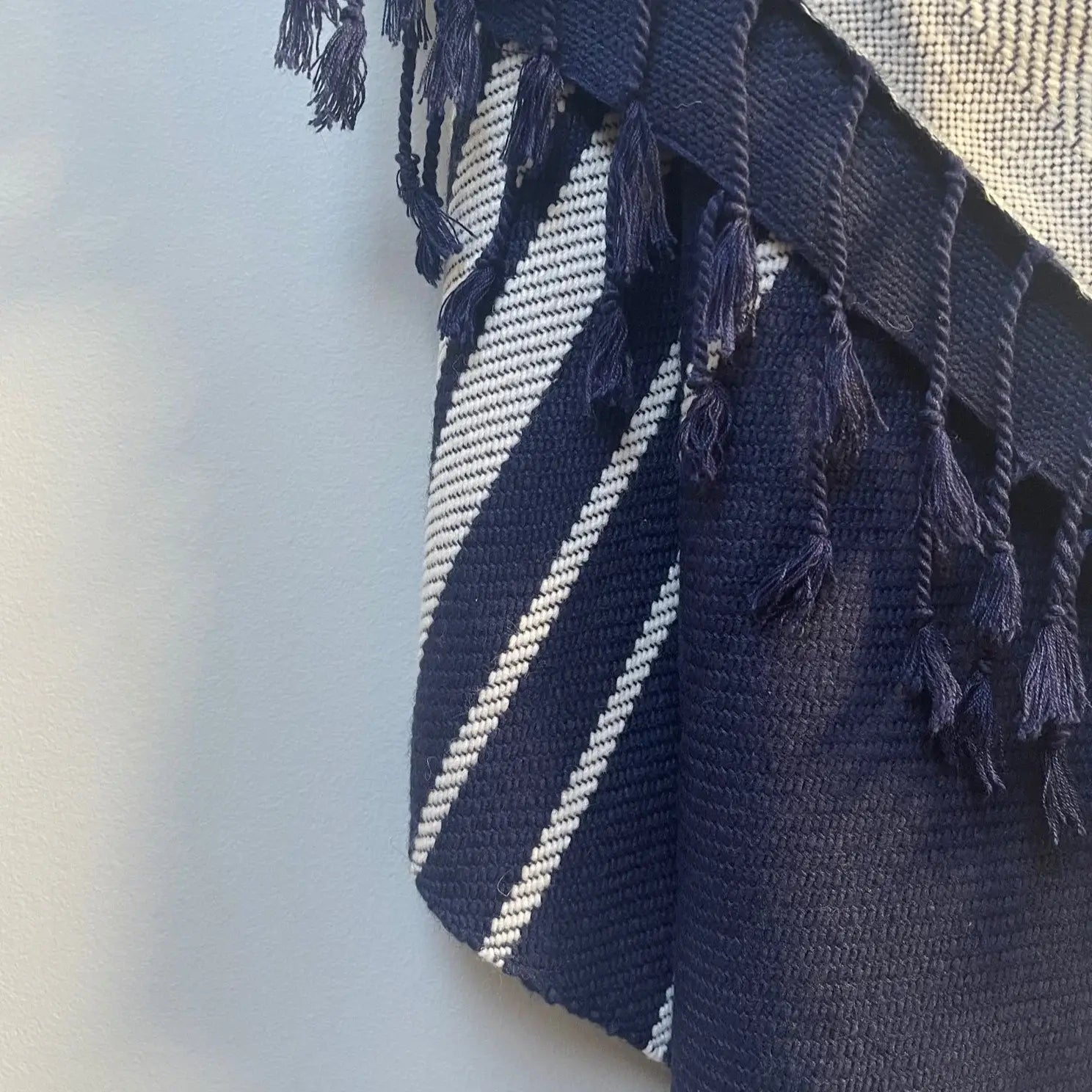 Dounia home Throw towel in Midnight blue made of Wool and cotton, Model: Tala, Close Up View