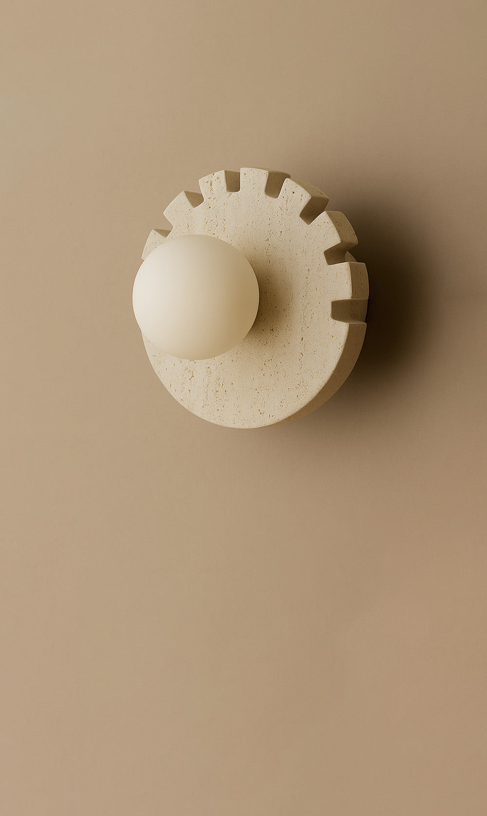 Checkered Disc Wall Sconce - Travertine