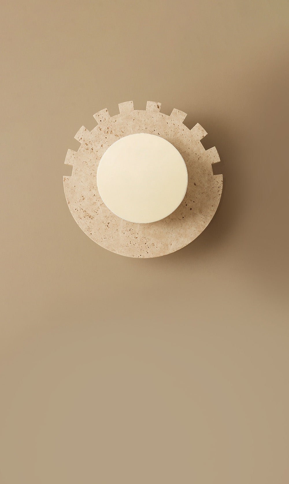 Checkered Disc Wall Sconce - Travertine