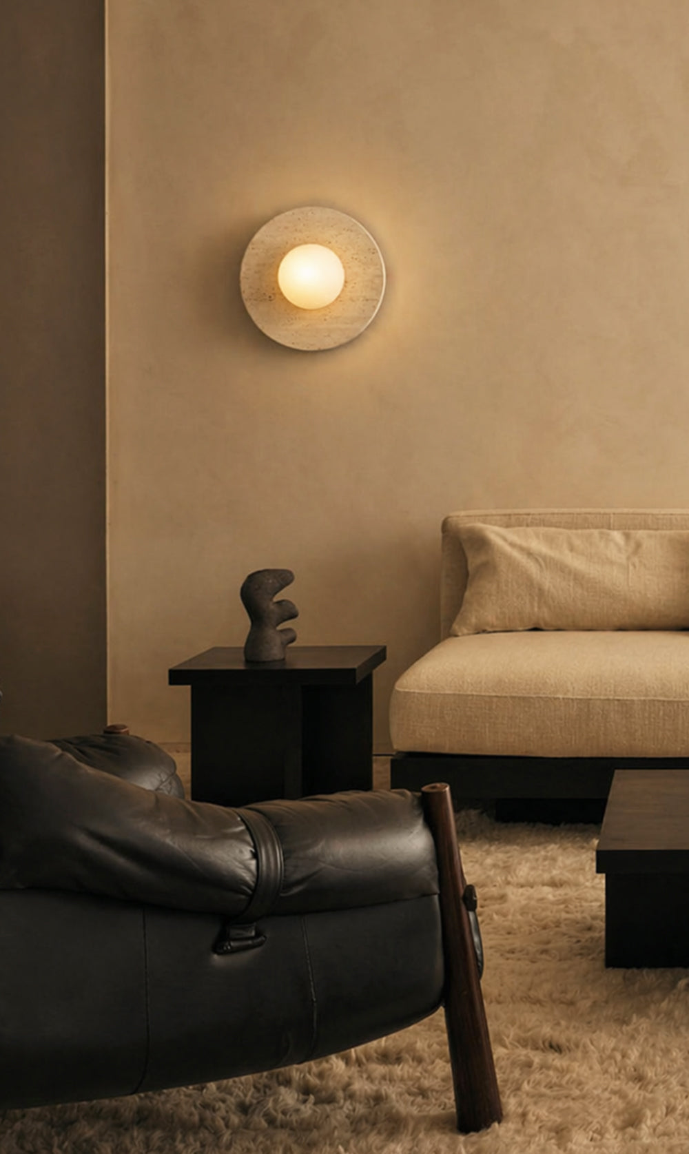 Maria Disc Wall Sconce - Travertine