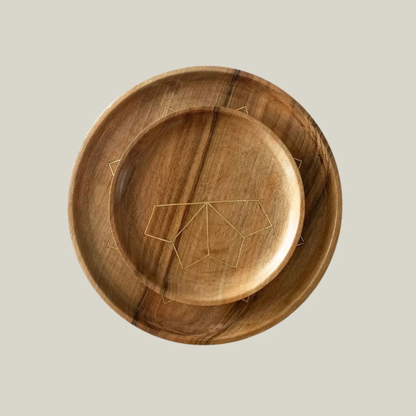 Najma Brass Inlay Tray - Set of 2